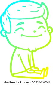 dibujo de línea de degradado frío de un hombre de caricatura feliz