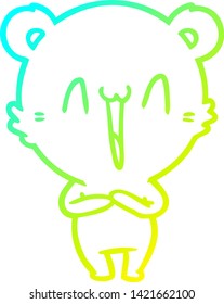 cold gradient line drawing of a happy bear cartoon