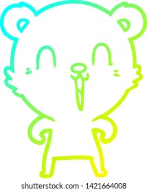 cold gradient line drawing of a happy cartoon bear