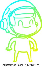cold gradient line drawing of a happy cartoon astronaut