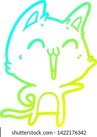 kalte Farbverlauf-Linienzeichnung einer glücklichen Cartoon-Katze