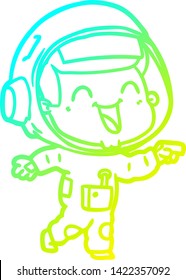 cold gradient line drawing of a happy cartoon astronaut