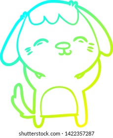 cold gradient line drawing of a happy cartoon dog