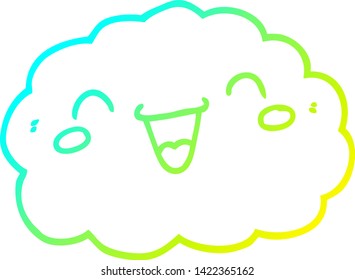 dibujo de línea de degradado frío de una nube de dibujos animados felices