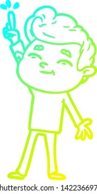 dibujo de línea de degradado frío de un hombre de caricatura feliz