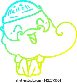 cold gradient line drawing of a happy bearded man
