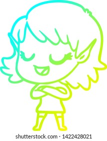dibujo de una alegre elfo de dibujos de gradiente frío