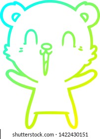 cold gradient line drawing of a happy cartoon polar bear