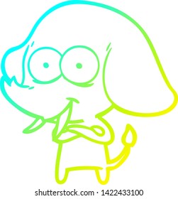 dibujo de línea de gradiente frío de un elefante de dibujos animados feliz