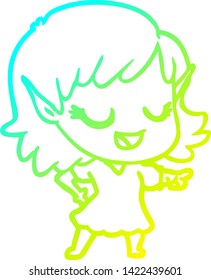 dibujo de una alegre elfo de dibujos de gradiente frío