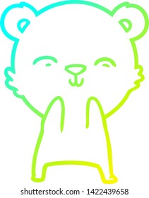 dibujo de línea de gradiente frío de un oso polar de caricatura feliz