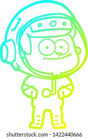 cold gradient line drawing of a happy astronaut cartoon