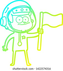 cold gradient line drawing of a happy astronaut cartoon