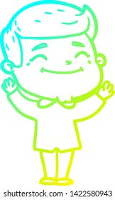 cold gradient line drawing of a happy cartoon man