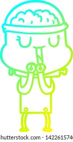 cold gradient line drawing of a happy cartoon robot