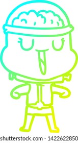 dibujo de línea de gradiente frío de un robot de dibujos animados feliz