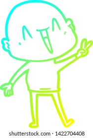 dibujo de línea de gradiente frío de un hombre calvo de dibujos animados