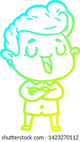 dibujo de línea de degradado frío de un hombre de caricatura feliz