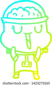 cold gradient line drawing of a happy cartoon robot