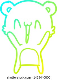 dibujo de línea de gradiente frío de una caricatura de oso feliz