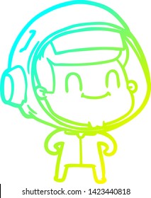 cold gradient line drawing of a happy cartoon astronaut man