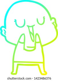 cold gradient line drawing of a happy cartoon bald man