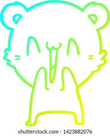 cold gradient line drawing of a happy bear cartoon