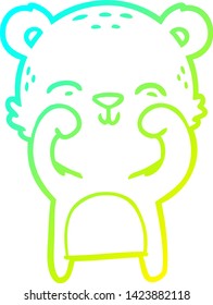 cold gradient line drawing of a happy cartoon bear