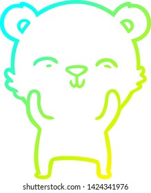 cold gradient line drawing of a happy cartoon bear