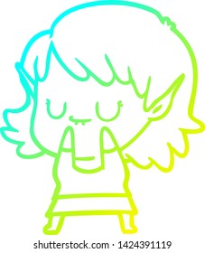 dibujo de una alegre elfo de dibujos de gradiente frío