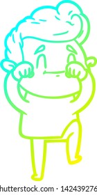 dibujo de línea de degradado frío de un hombre de caricatura feliz