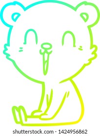 cold gradient line drawing of a happy cartoon bear