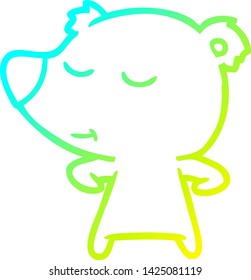 cold gradient line drawing of a happy cartoon polar bear