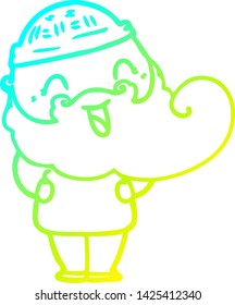 cold gradient line drawing of a happy bearded man