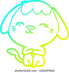 cold gradient line drawing of a happy cartoon dog