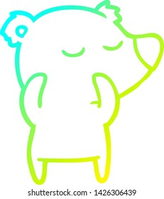 cold gradient line drawing of a happy cartoon polar bear