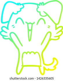 cold gradient line drawing of a happy little dog cartoon
