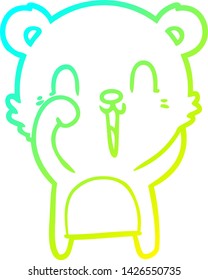 cold gradient line drawing of a happy cartoon bear