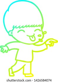 dibujo de línea de gradiente frío de un niño de caricatura feliz