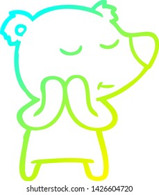 cold gradient line drawing of a happy cartoon polar bear
