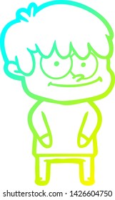 dibujo de línea de degradado frío de un hombre de caricatura feliz