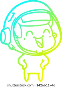 cold gradient line drawing of a happy cartoon astronaut