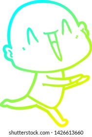 dibujo de línea de gradiente frío de un hombre calvo de dibujos animados