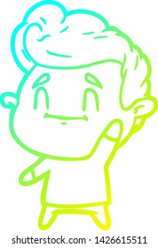 cold gradient line drawing of a happy cartoon man