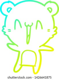 cold gradient line drawing of a happy bear cartoon