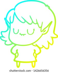 dibujo de una alegre elfo de dibujos de gradiente frío
