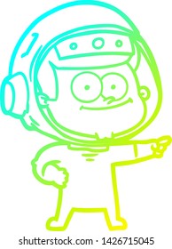 cold gradient line drawing of a happy astronaut cartoon