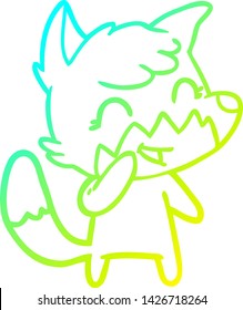 cold gradient line drawing of a happy cartoon fox