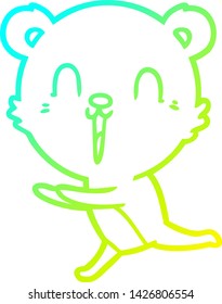 cold gradient line drawing of a happy cartoon bear