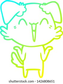 cold gradient line drawing of a happy little dog cartoon